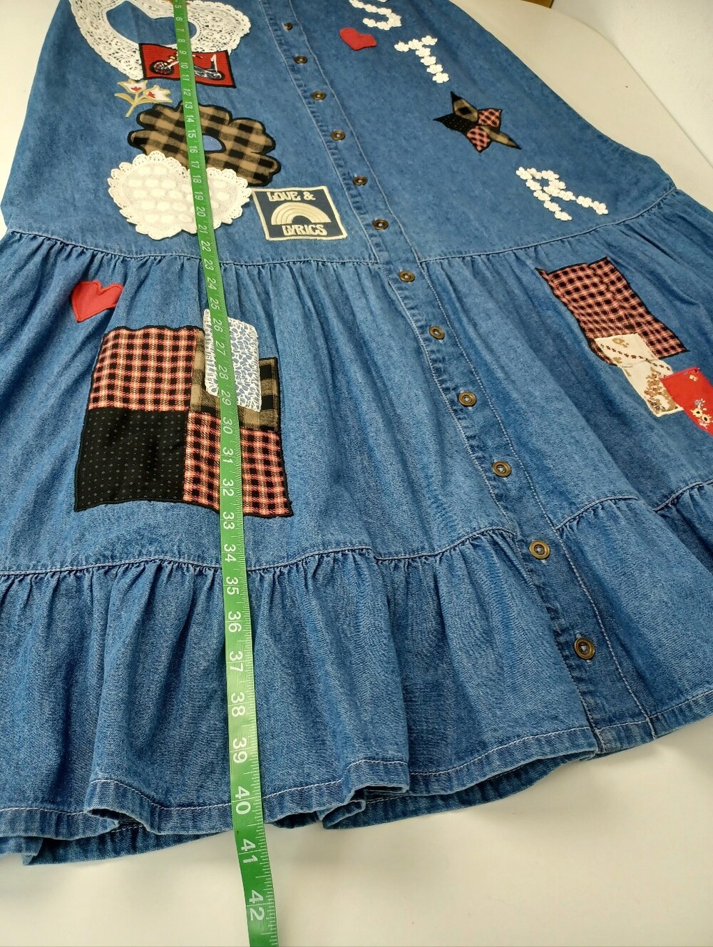 Spell Bombshell Patchwork Maxi Skirt Size XXL Cotton High Rise Boho Chambray - Picture 10 of 12